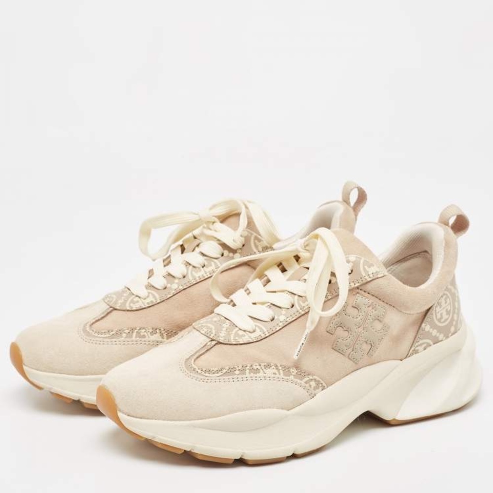 Tory Burch Cream and Tan Sneakers